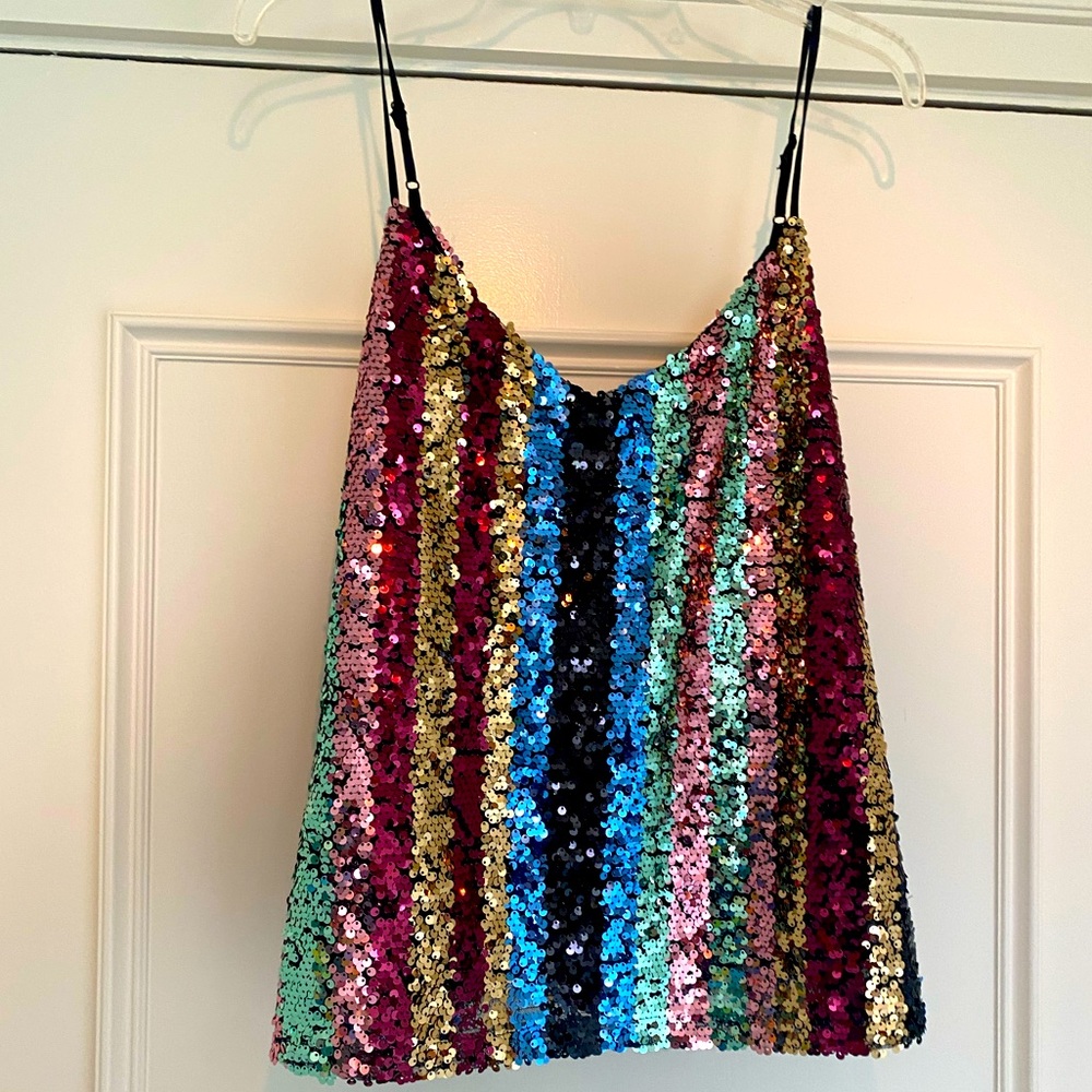 NWT Cupcakes and Cashmere sequin tank -large fully lined-adjustable strap